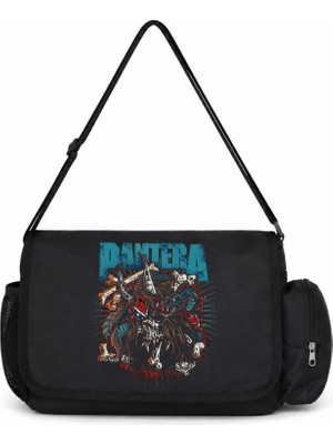 Sevbano Pantera Rock Metal Müzik Grubu Baskılı Unisex Okul, Spor, Ofis Çok Amaçlı Postacı Çantası
