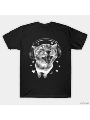 Tarzsokak Kulaklıklar Kedi Komik Y2K Grunge Aptal Grafik Meme T-Shirt Erkekler Kadınlar Için % 100% Pam