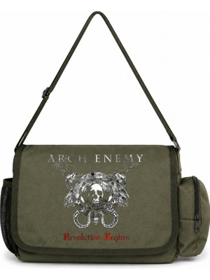 Sevbano Arch Enemy Rock Metal Müzik Grubu Baskılı Unisex Okul, Spor, Ofis Çok Amaçlı Postacı Çantası