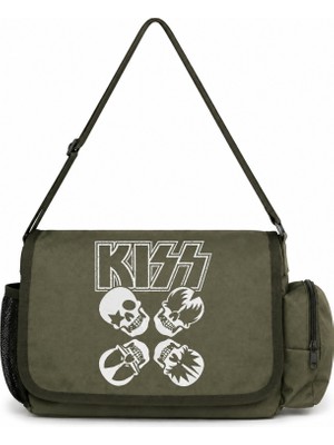Sevbano Kiss Rock Metal Müzik Grubu Baskılı Unisex Okul, Spor, Ofis Çok Amaçlı Postacı Çantası