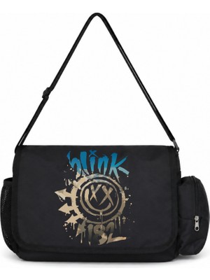 Sevbano BLINK-182 Rock Metal Müzik Grubu Baskılı Unisex Okul, Spor, Ofis Çok Amaçlı Postacı Çantası
