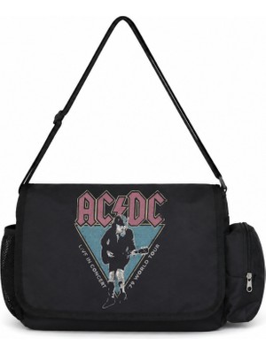 Sevbano Ac Dc Rock Metal Müzik Grubu Baskılı Unisex Okul, Spor, Ofis Çok Amaçlı Postacı Çantası