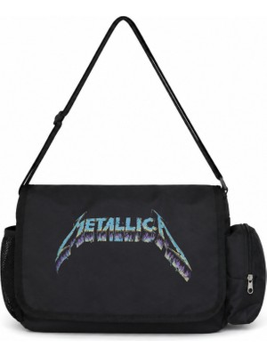 Sevbano Metallica Rock Metal Müzik Grubu Baskılı Unisex Okul, Spor, Ofis Çok Amaçlı Postacı Çantası