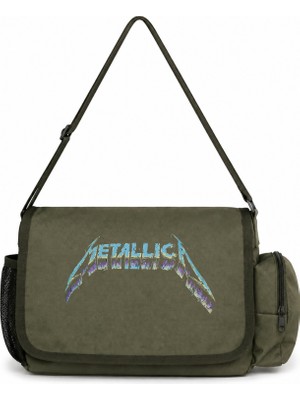 Sevbano Metallica Rock Metal Müzik Grubu Baskılı Unisex Okul, Spor, Ofis Çok Amaçlı Postacı Çantası