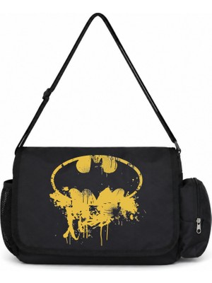 Sevbano Batman Kahraman Logo Baskılı Unisex Okul, Spor, Ofis Çok Amaçlı Postacı Çantası