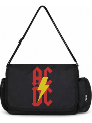Sevbano Ac Dc Rock Metal Müzik Grubu Baskılı Unisex Okul, Spor, Ofis Çok Amaçlı Postacı Çantası