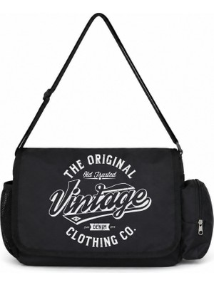 Sevbano Vintage Tasarım Baskılı Unisex Okul, Spor, Ofis Çok Amaçlı Postacı Çantası