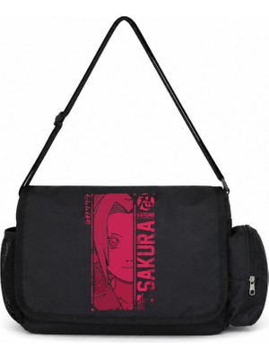 Sevbano Sakura Haruno Naruto Anime Baskılı Unisex Okul, Spor, Ofis Çok Amaçlı Postacı Çantası