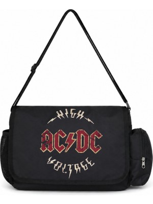 Sevbano Ac Dc Rock Metal Müzik Grubu Baskılı Unisex Okul, Spor, Ofis Çok Amaçlı Postacı Çantası
