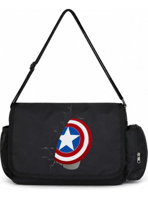 Sevbano Kaptan Amerika Avengers Kahraman Film Baskılı Unisex Okul, Spor, Ofis Çok Amaçlı Postacı Çantası
