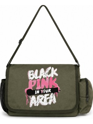 Sevbano Black Pink Müzik Grubu Baskılı Unisex Okul, Spor, Ofis Çok Amaçlı Postacı Çantası