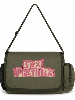 Sevbano Sex Pistols Rock Metal Müzik Grubu Baskılı Unisex Okul, Spor, Ofis Çok Amaçlı Postacı Çantası