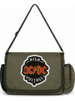 Sevbano Ac Dc Rock Metal Müzik Grubu Baskılı Unisex Okul, Spor, Ofis Çok Amaçlı Postacı Çantası