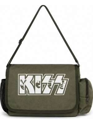 Sevbano Kiss Rock Metal Müzik Grubu Baskılı Unisex Okul, Spor, Ofis Çok Amaçlı Postacı Çantası