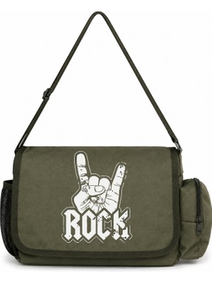 Sevbano Rock Metal Müzik Grubu Baskılı Unisex Okul, Spor, Ofis Çok Amaçlı Postacı Çantası