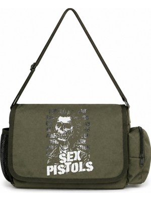 Sevbano Sex Pistols Rock Metal Müzik Grubu Baskılı Unisex Okul, Spor, Ofis Çok Amaçlı Postacı Çantası