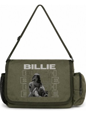 Sevbano Billie Eilish Şarkıcı Baskılı Unisex Okul, Spor, Ofis Çok Amaçlı Postacı Çantası
