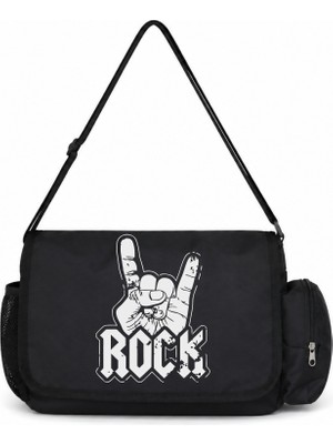 Sevbano Rock Metal Müzik Grubu Baskılı Unisex Okul, Spor, Ofis Çok Amaçlı Postacı Çantası