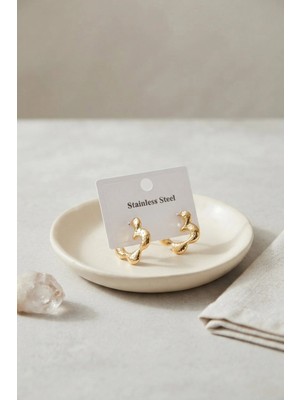Marsilyan Mey Ithalat® 316L Çelik Gold Renk Çiçek Halka Model Küpe
