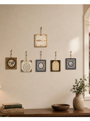 Ceren Wooden 6’lı Islami Hat ve Dua Temalı Dekoratif Taş Duvar Seti