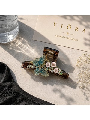 Yiora Özel Seri Gold Metal ve Kristal Taş Detaylı Mandal Toka 8cm