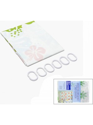 Hace Bazaar Çif Kanat Pvc Banyo Perdesi 2  Parça  x 90X180CM - 12 Halkalı (4887)