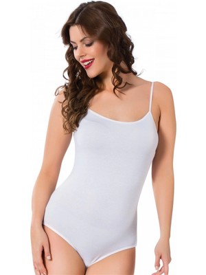 Hace Bazaar Marsilyan- Bayan Ip Askılı Çıtçıtlı Body Beyaz