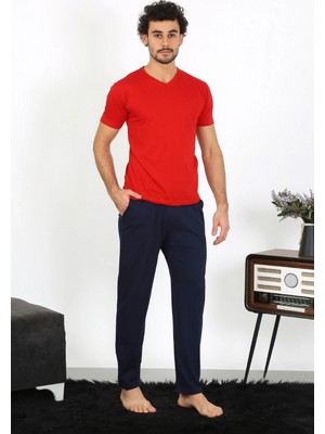 Hace Bazaar Marsilyan- Erkek Penye Kırmızı 3'lü Pijama Takımı