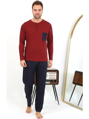 Hace Bazaar Marsilyan- Erkek Uzun Kol Penye Bordo Pijama Takımı