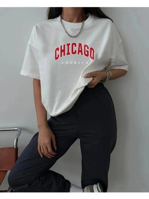 Tarzsokak Chicago Baskılı Eşofman Altı ve T-Shirt - Jogger Tişört Alt Üst Eşofman Takımı Bisi