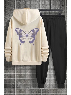 Tarzsokak Unisex Butterfly Baskılı Eşofman Takımı Kp-Grı-Eflatun-Esh-Grı