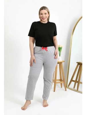 Hace Bazaar Marsilyan- Kadın Pamuklu Büyük Beden Alt Pijama Gri