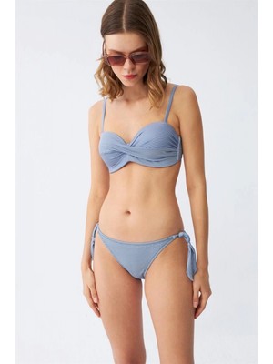 Hace Bazaar Marsilyan- Kadın Straplez Mavi Bikini Takımı