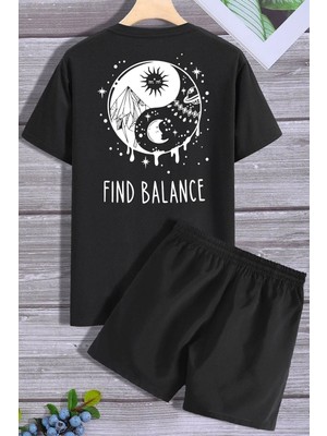 Tarzsokak Unisex Ying Yang Şort T-Shirt Eşofman Takımı Tsh-Yingyang-Shrt-Düz