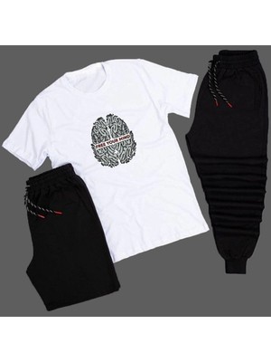 Tarzsokak Free Your Mind Beyin Baskılı Unisex Yazlık Şort - Normal Kalıp Tişört - Eşofman Altı