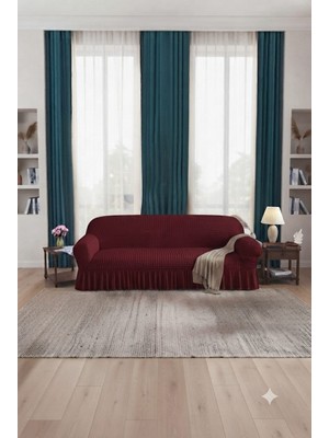 UY STYLE Bürümcük Üç Kişilik Koltuk Örtüsü ,lastikli ,etekli  Koltuk Kılıfı