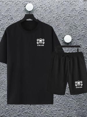 Tarzsokak Macklin Unisex Kadın Erkek Gym King Baskılı Oversize Tshirt ve Şort Eşofman Takımı Macklingym