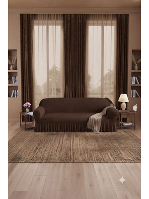 UY STYLE Bürümcük Üç Kişilik Koltuk Örtüsü ,lastikli ,etekli  Koltuk Kılıfı
