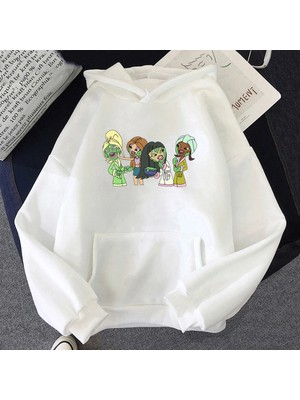 Tarzsokak Beyaz Unisex Mektup Bratz Hoodieslar Rahat Crewneck Kpop Spor Sıcak Gev