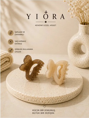Yiora 2 Li Ithal Gold Yay Detaylı Sağlam Güçlü Tutuş 4 cm Mandal Toka