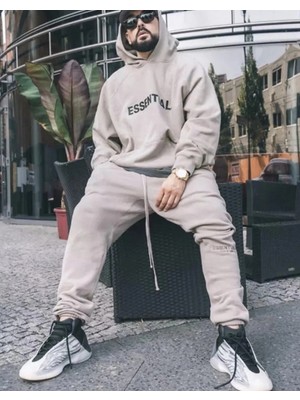 Tarzsokak Kapüşonlu Dijital Baskılı Kalın Tam Kışlık Oversize Yeni Stil Erkek Eşofman Takımı