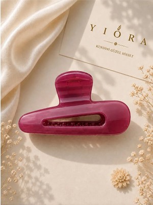 Yiora Premium Seri Parlak Geometrik Detaylı Güçlü Tutuş Kaymaz Saçı Kırmayan Mandal Toka