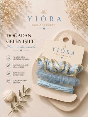 Yiora 3lü Prmeium Doku Pastel Tonlar Ithal Lastik Toka Seti Yumuşak Yapısı Sayesinde Saça Zarar Vermez/iz Yapmaz