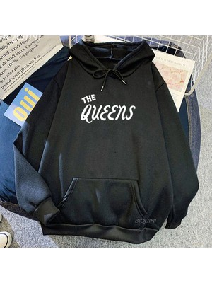 Tarzsokak Siyah Unisex Queens Taş Yaş Kıyafetleri Casual Kapşonlu Rop