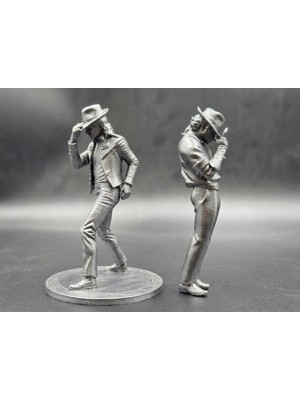 Michael Jackson Ikonik Sahne Duruşu & Şapkalı Duruş 2'li Figür Seti - Metalik Boyalı