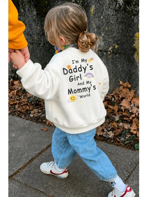 Monila Kız Çocuk 3 Iplik Kumaş  Pamuklu Sırt Baskılı Sweatshirt