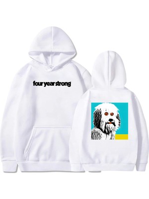 Tarzsokak Beyaz Unisex Hip Hop Streetwear Dört Yıl Güçlü Rahat Lar Kapüşonlu Köpe