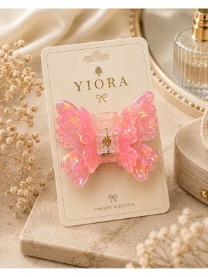 Yiora Ithal Kemik Premium Seri Çift Kanatlı Kelebek Lüks Mandal Toka