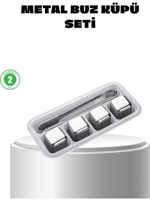 Mestore Paslanmaz Çelik Metal Buz Küpü Seti Sulandırmadan Soğutma ve Klips Dahil