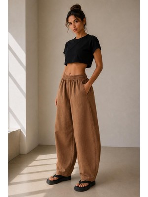 Alexander Gardi Pamuklu Dokulu Barrel Fit Pantolon